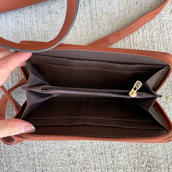 Montana West Crossbody Bag Purse Cognac Brown with matching wallet - Picture 5 of 10